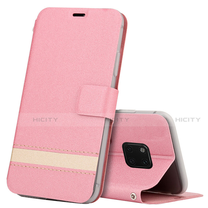 Funda de Cuero Cartera con Soporte Carcasa T06 para Huawei Mate 20 Pro Rosa