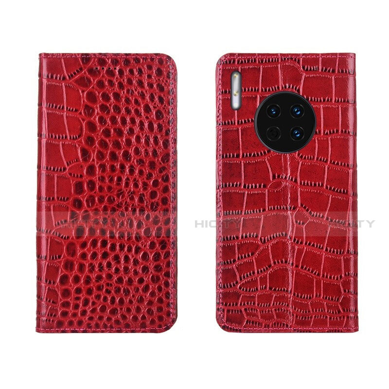 Funda de Cuero Cartera con Soporte Carcasa T06 para Huawei Mate 30 5G Rojo