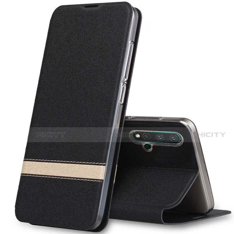 Funda de Cuero Cartera con Soporte Carcasa T06 para Huawei Nova 5 Negro