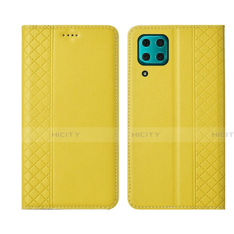 Funda de Cuero Cartera con Soporte Carcasa T06 para Huawei Nova 6 SE Amarillo