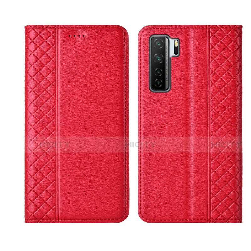 Funda de Cuero Cartera con Soporte Carcasa T06 para Huawei Nova 7 SE 5G Rojo