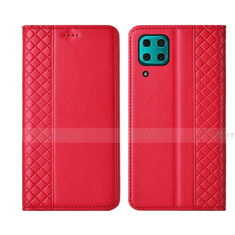 Funda de Cuero Cartera con Soporte Carcasa T06 para Huawei Nova 7i Rojo