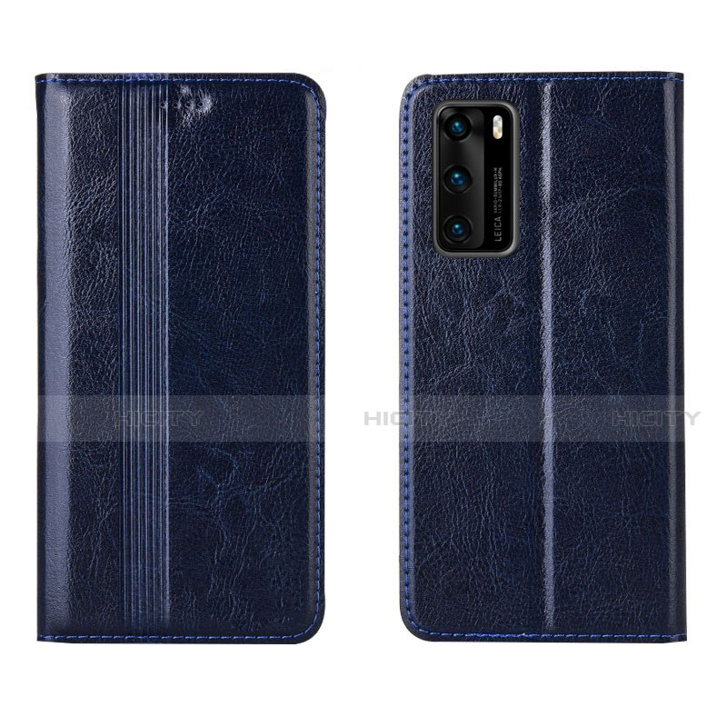 Funda de Cuero Cartera con Soporte Carcasa T06 para Huawei P40 Azul