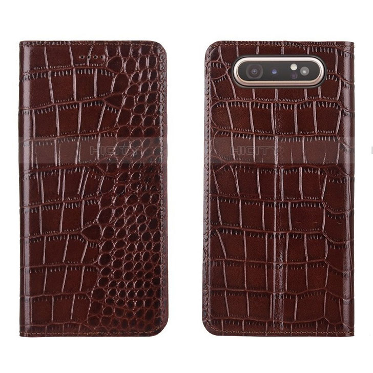 Funda de Cuero Cartera con Soporte Carcasa T06 para Samsung Galaxy A90 4G Marron