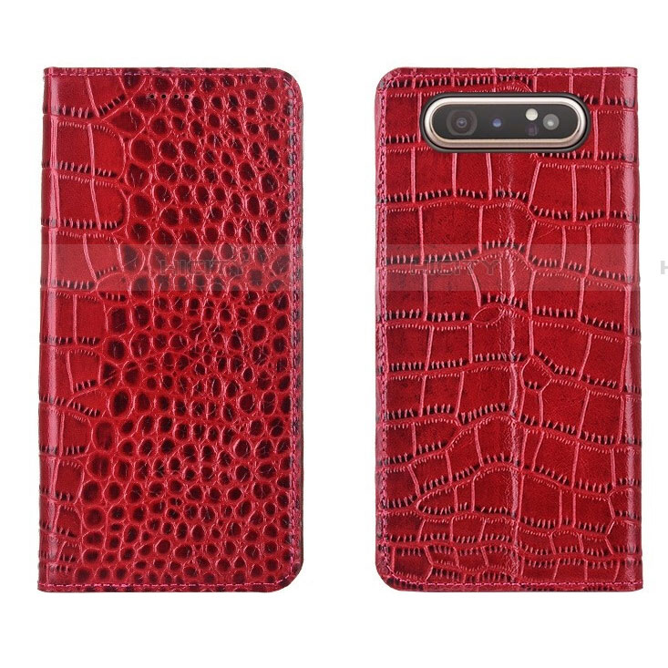 Funda de Cuero Cartera con Soporte Carcasa T06 para Samsung Galaxy A90 4G Rojo