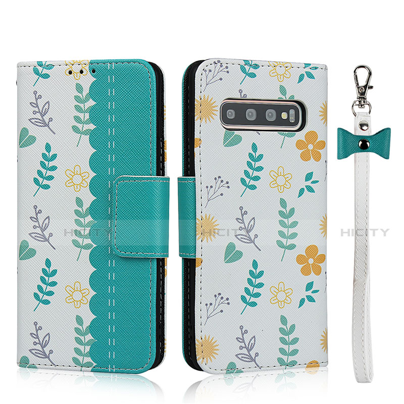 Funda de Cuero Cartera con Soporte Carcasa T06 para Samsung Galaxy S10 5G Cian