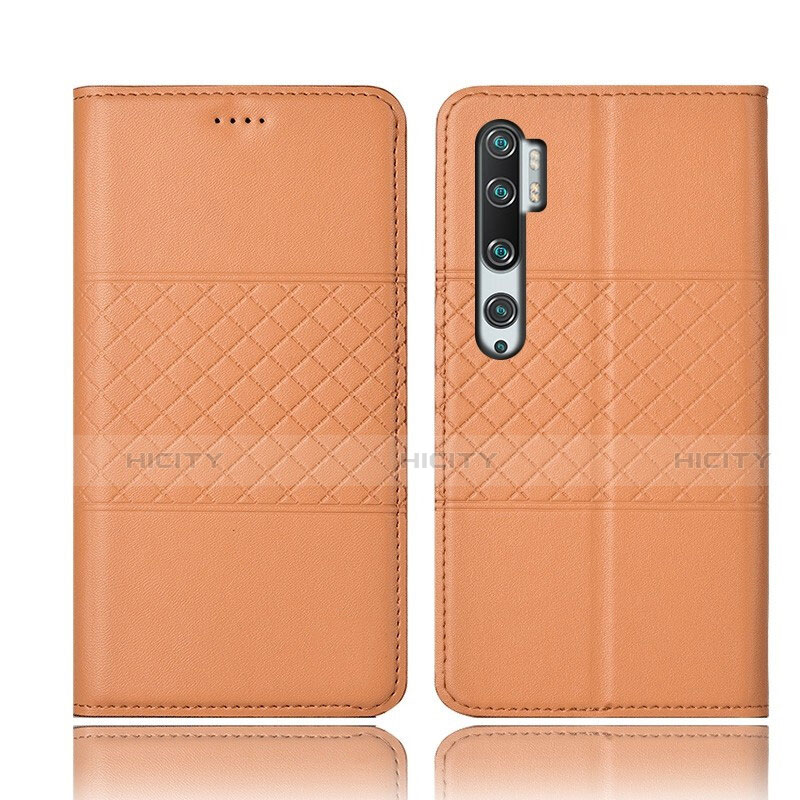 Funda de Cuero Cartera con Soporte Carcasa T06 para Xiaomi Mi Note 10 Pro Naranja