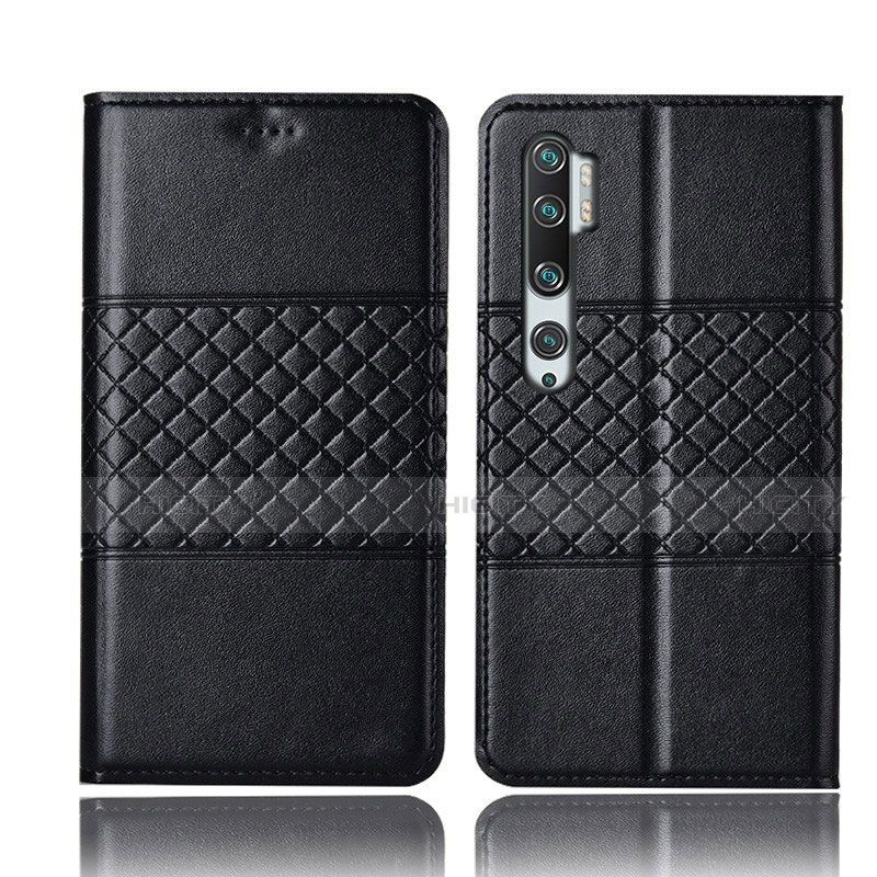 Funda de Cuero Cartera con Soporte Carcasa T06 para Xiaomi Mi Note 10 Pro Negro