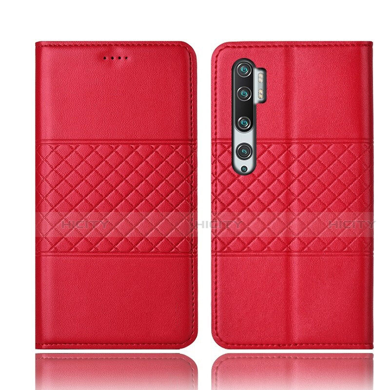 Funda de Cuero Cartera con Soporte Carcasa T06 para Xiaomi Mi Note 10 Pro Rojo