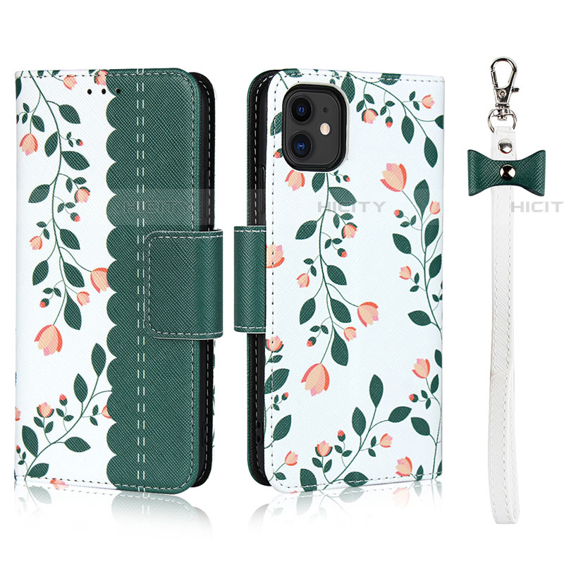 Funda de Cuero Cartera con Soporte Carcasa T07 para Apple iPhone 11 Verde