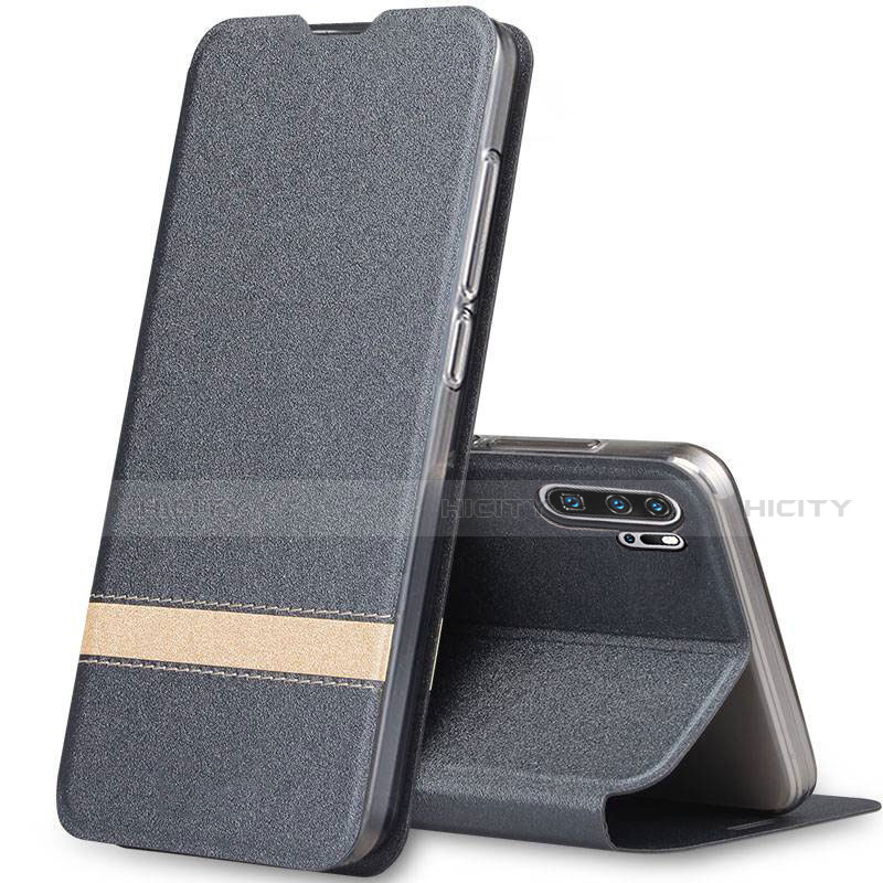 Funda de Cuero Cartera con Soporte Carcasa T07 para Huawei P30 Pro New Edition Gris