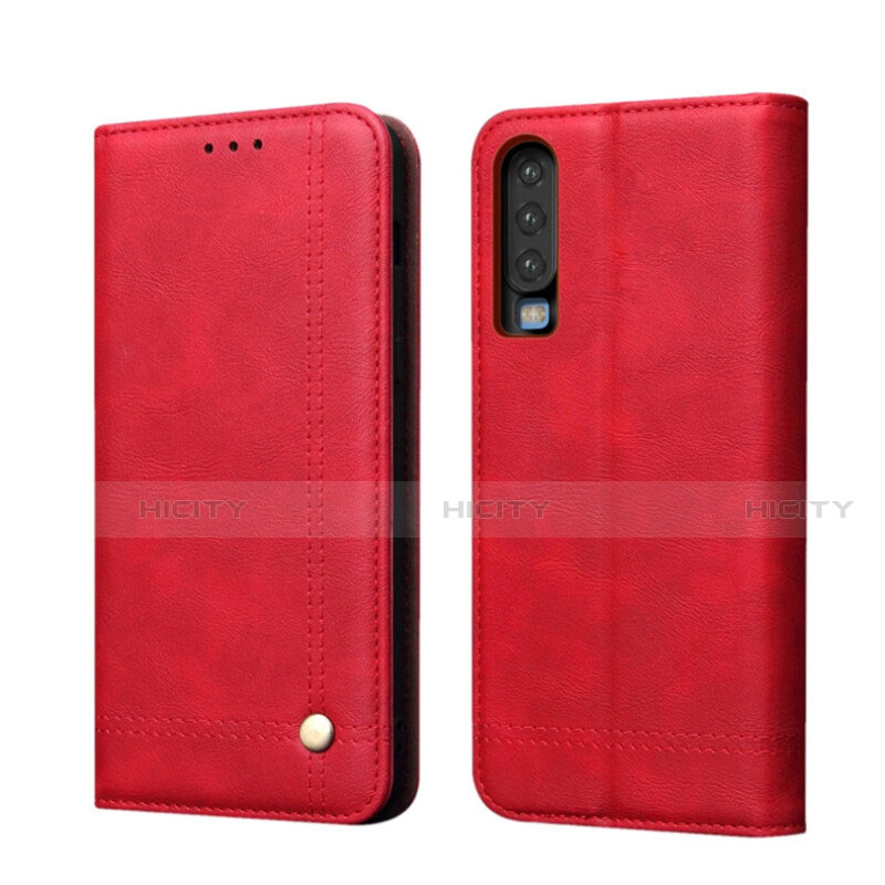 Funda de Cuero Cartera con Soporte Carcasa T07 para Huawei P30 Rojo