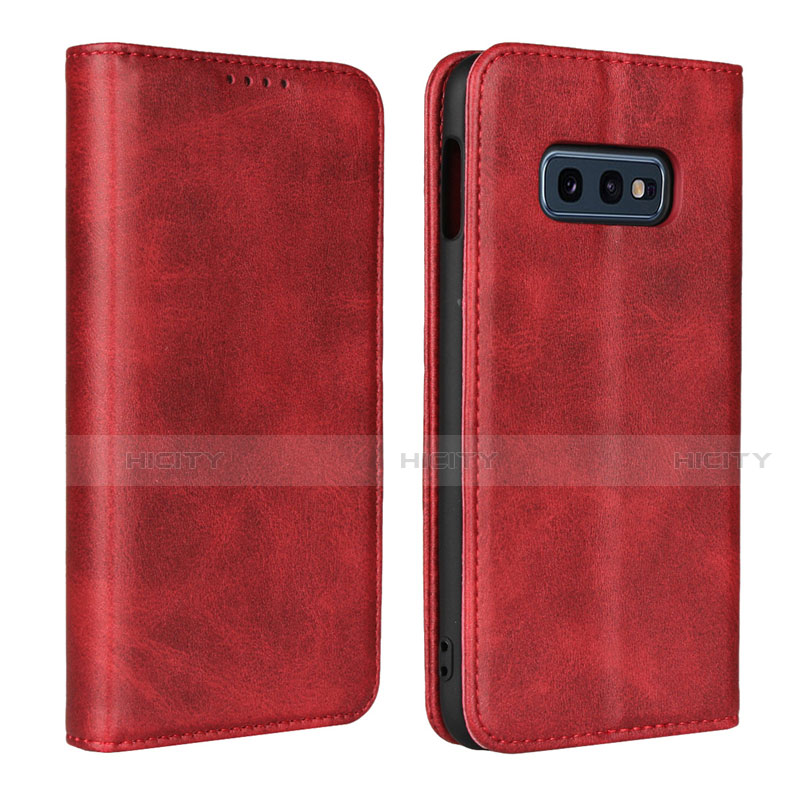 Funda de Cuero Cartera con Soporte Carcasa T07 para Samsung Galaxy S10e Rojo