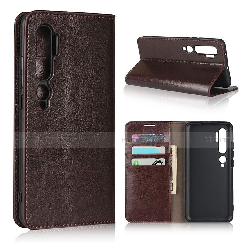 Funda de Cuero Cartera con Soporte Carcasa T07 para Xiaomi Mi Note 10 Marron