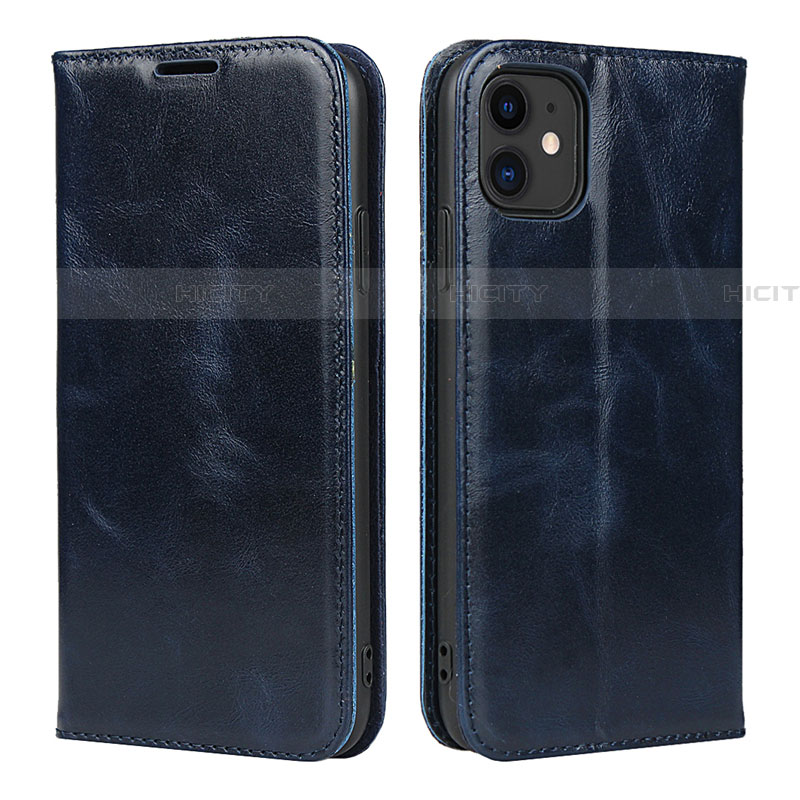 Funda de Cuero Cartera con Soporte Carcasa T08 para Apple iPhone 11 Azul