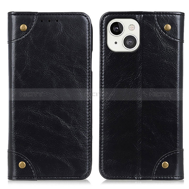 Funda de Cuero Cartera con Soporte Carcasa T08 para Apple iPhone 15 Negro