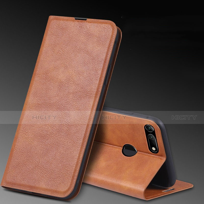 Funda de Cuero Cartera con Soporte Carcasa T08 para Huawei Honor V20 Naranja