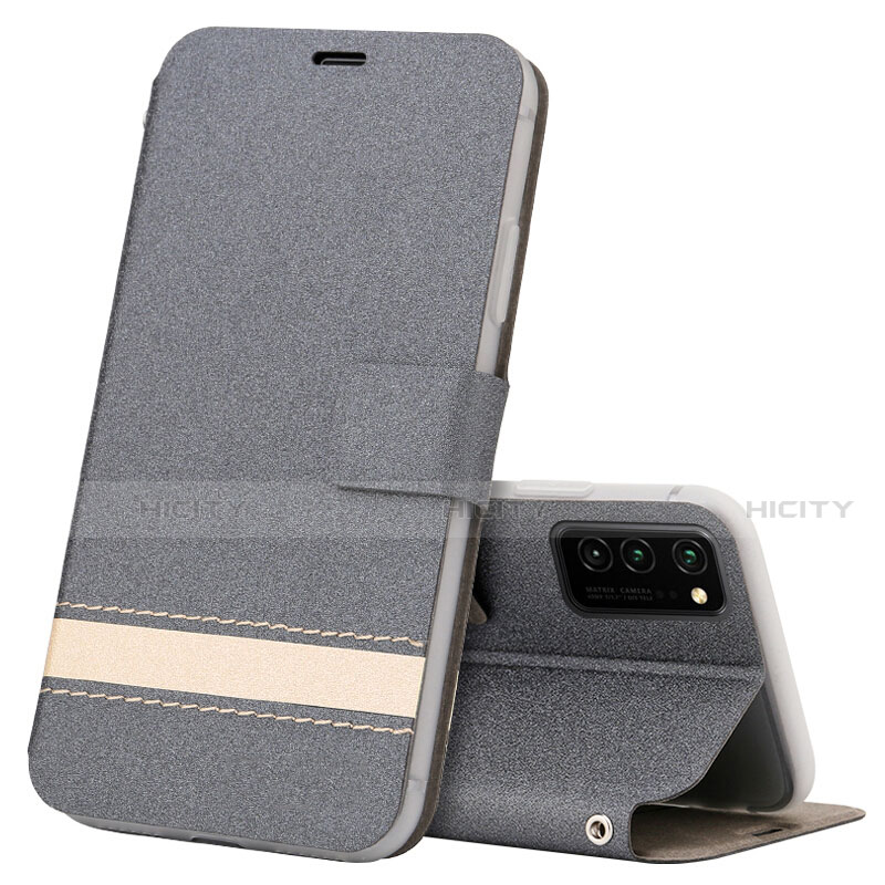 Funda de Cuero Cartera con Soporte Carcasa T08 para Huawei Honor V30 Pro 5G Gris