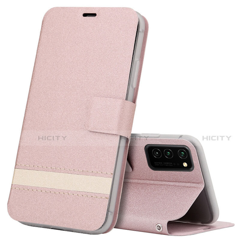 Funda de Cuero Cartera con Soporte Carcasa T08 para Huawei Honor V30 Pro 5G Oro Rosa