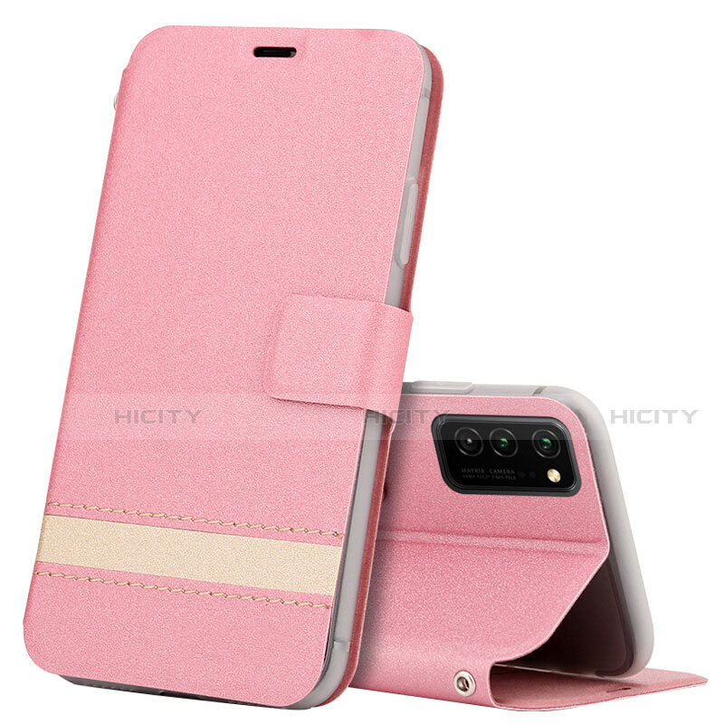 Funda de Cuero Cartera con Soporte Carcasa T08 para Huawei Honor V30 Pro 5G Rosa