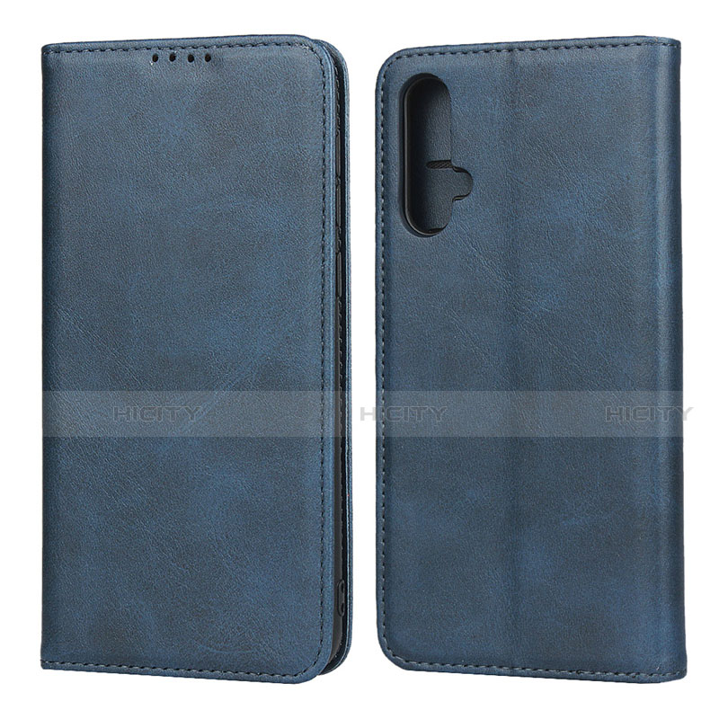 Funda de Cuero Cartera con Soporte Carcasa T08 para Huawei Nova 5 Pro Azul