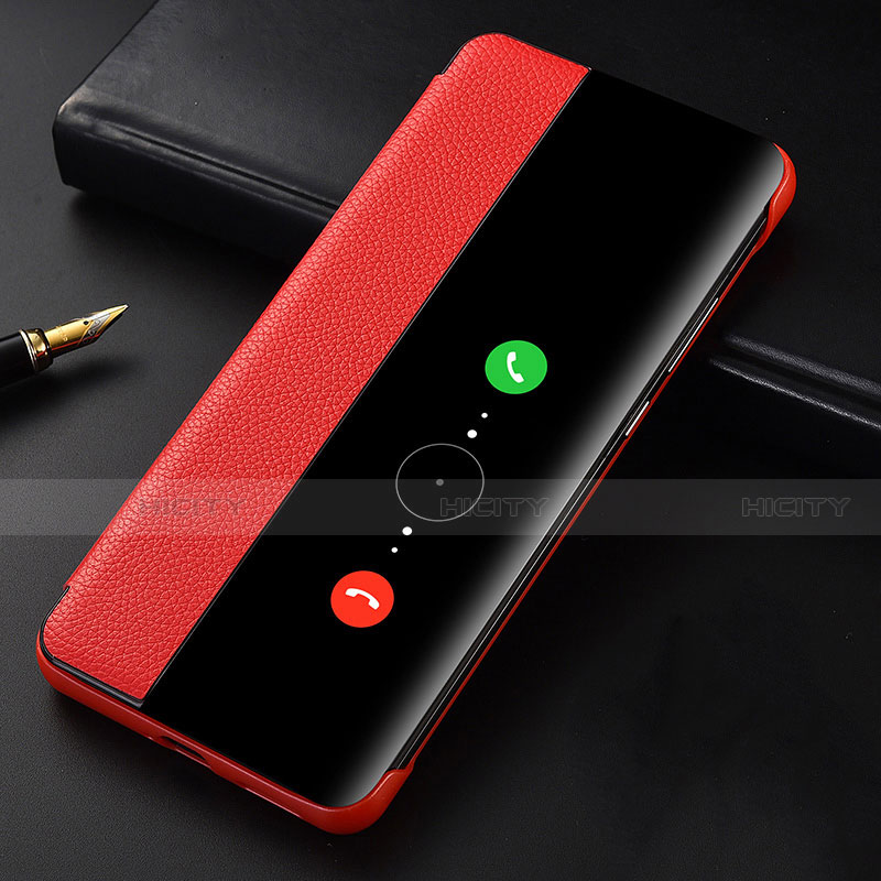 Funda de Cuero Cartera con Soporte Carcasa T08 para Huawei P40 Rojo