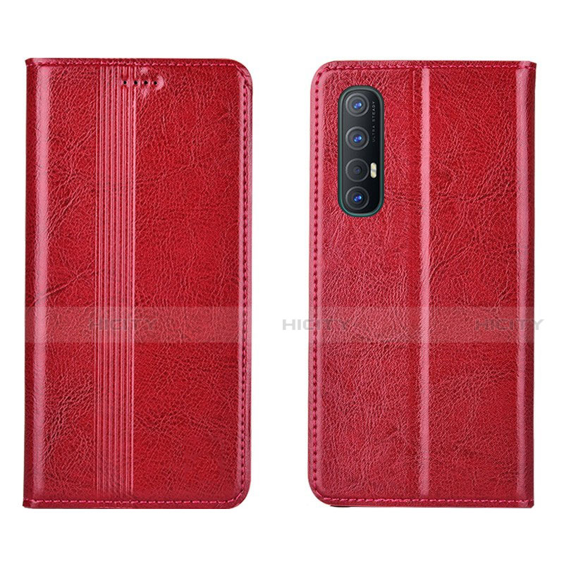 Funda de Cuero Cartera con Soporte Carcasa T08 para Oppo Reno3 Pro Rojo