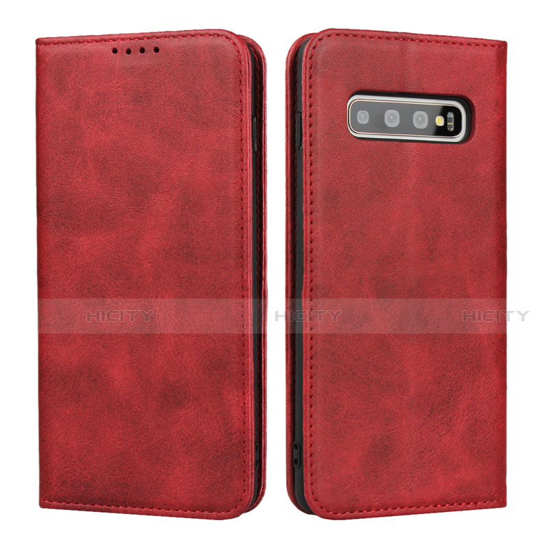 Funda de Cuero Cartera con Soporte Carcasa T08 para Samsung Galaxy S10 Plus Rojo