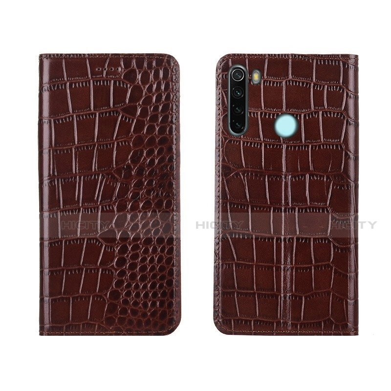 Funda de Cuero Cartera con Soporte Carcasa T08 para Xiaomi Redmi Note 8 (2021) Marron