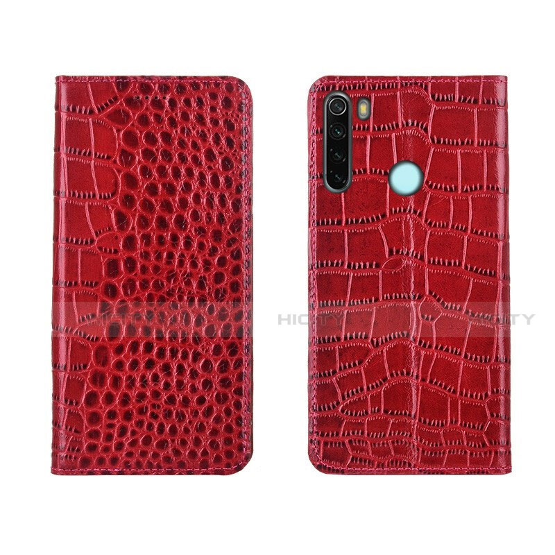 Funda de Cuero Cartera con Soporte Carcasa T08 para Xiaomi Redmi Note 8 (2021) Rojo