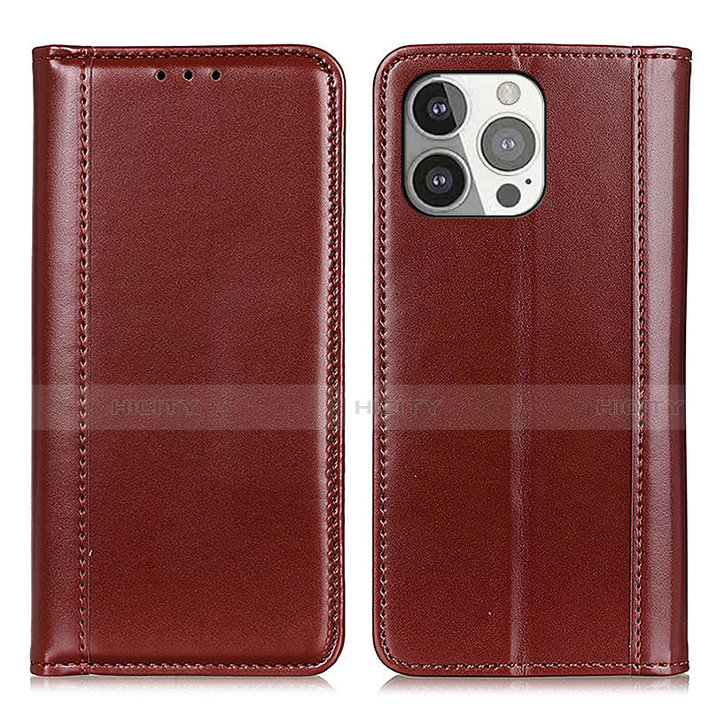 Funda de Cuero Cartera con Soporte Carcasa T09 para Apple iPhone 14 Pro Max Marron