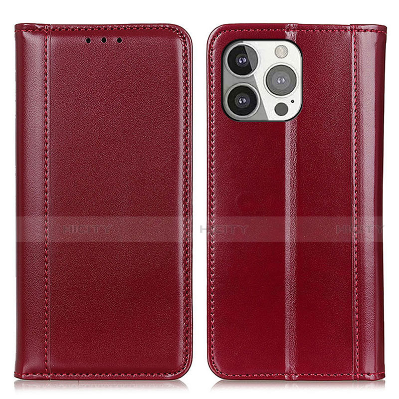 Funda de Cuero Cartera con Soporte Carcasa T09 para Apple iPhone 14 Pro Max Rojo