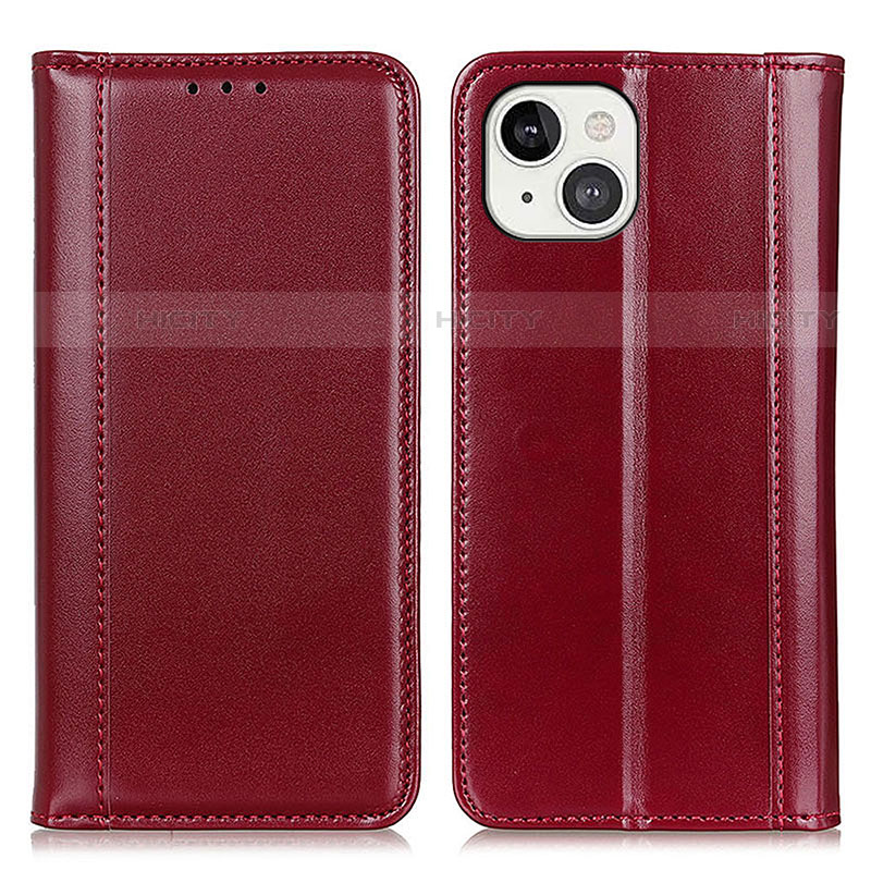 Funda de Cuero Cartera con Soporte Carcasa T09 para Apple iPhone 14 Rojo