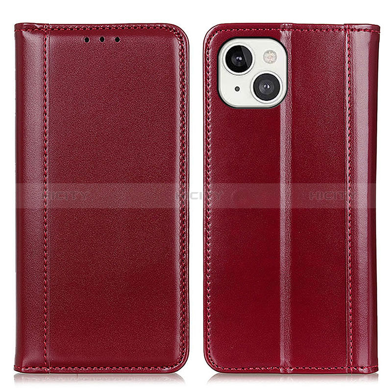 Funda de Cuero Cartera con Soporte Carcasa T09 para Apple iPhone 15 Rojo