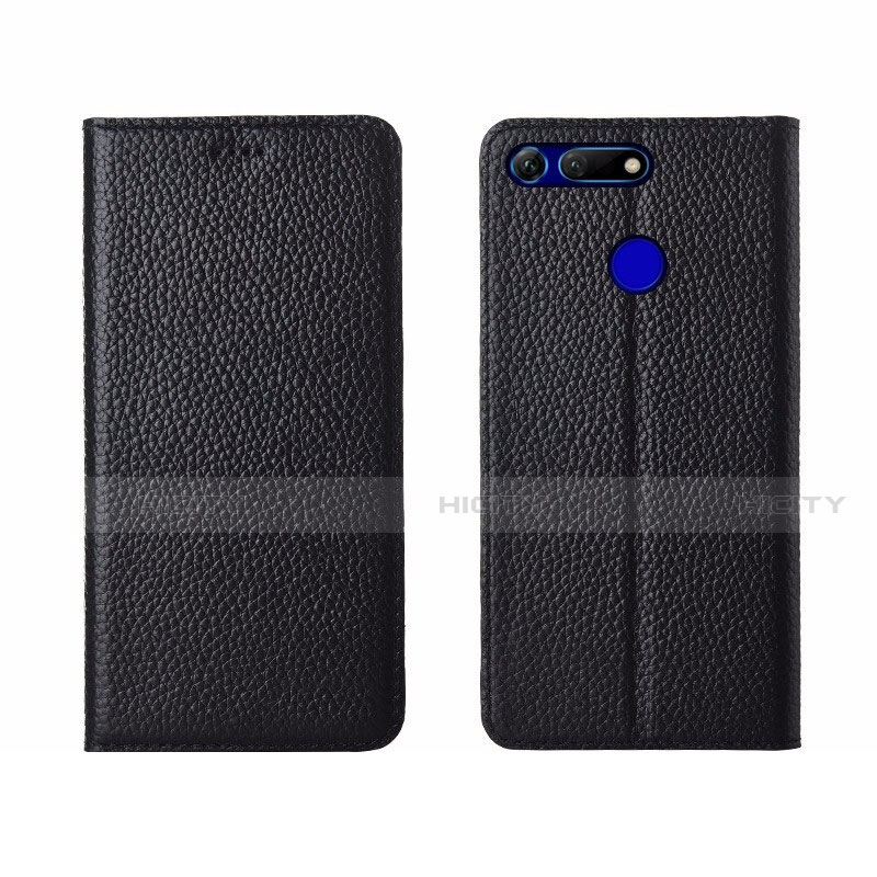 Funda de Cuero Cartera con Soporte Carcasa T09 para Huawei Honor V20 Negro