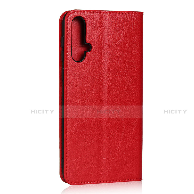 Funda de Cuero Cartera con Soporte Carcasa T09 para Huawei Nova 5 Pro Rojo