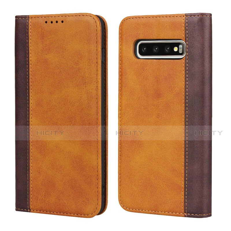 Funda de Cuero Cartera con Soporte Carcasa T09 para Samsung Galaxy S10 5G Naranja