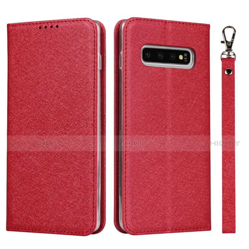 Funda de Cuero Cartera con Soporte Carcasa T09 para Samsung Galaxy S10 Plus Rojo