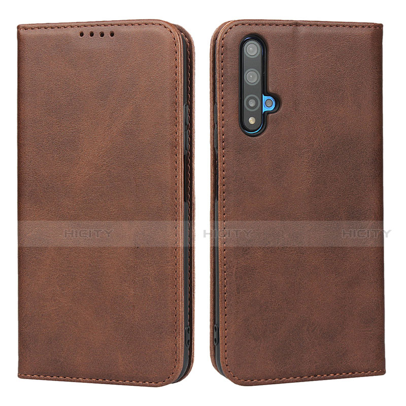 Funda de Cuero Cartera con Soporte Carcasa T10 para Huawei Honor 20S Marron