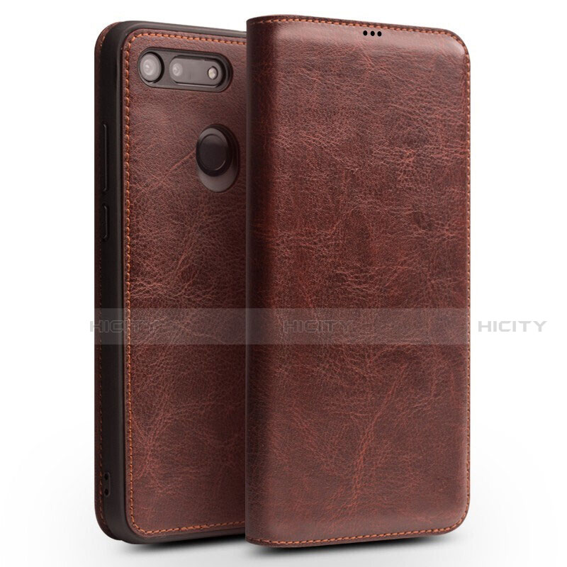 Funda de Cuero Cartera con Soporte Carcasa T10 para Huawei Honor V20 Marron