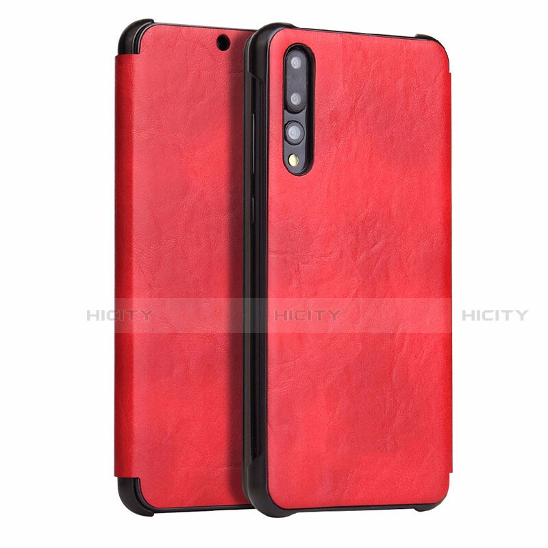 Funda de Cuero Cartera con Soporte Carcasa T10 para Huawei P20 Pro Rojo