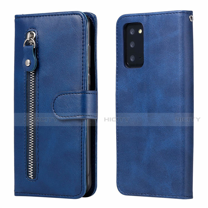 Funda de Cuero Cartera con Soporte Carcasa T10 para Samsung Galaxy Note 20 5G Azul