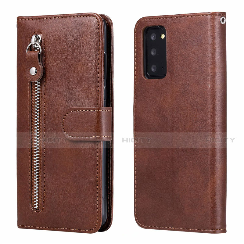 Funda de Cuero Cartera con Soporte Carcasa T10 para Samsung Galaxy Note 20 5G Marron