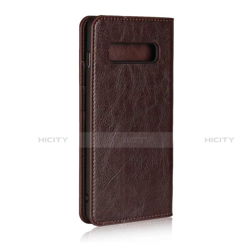 Funda de Cuero Cartera con Soporte Carcasa T10 para Samsung Galaxy S10 Plus Marron