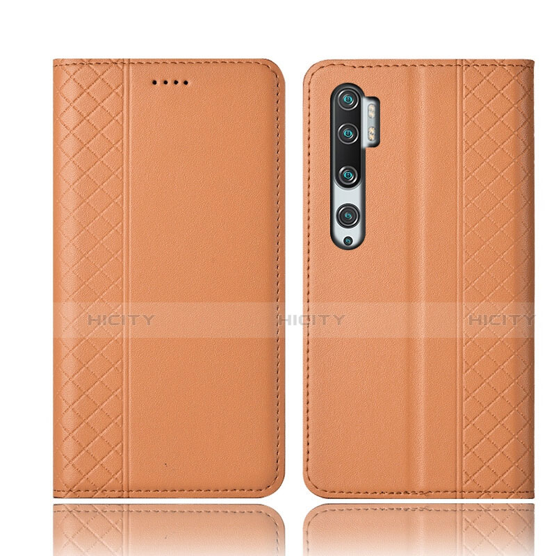 Funda de Cuero Cartera con Soporte Carcasa T10 para Xiaomi Mi Note 10 Naranja