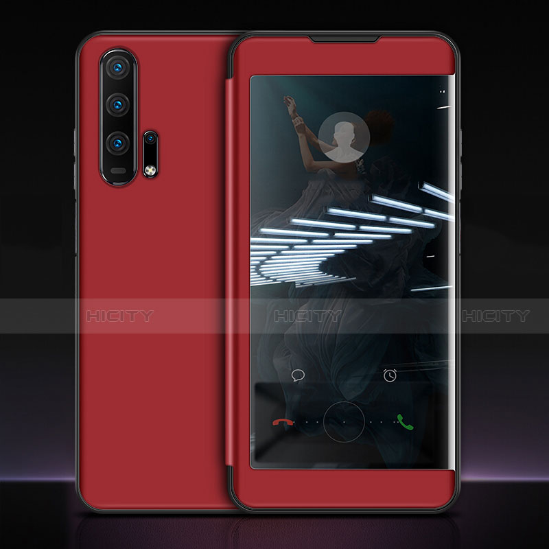 Funda de Cuero Cartera con Soporte Carcasa T11 para Huawei Honor 20 Pro Rojo