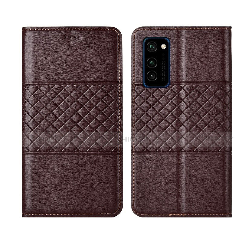 Funda de Cuero Cartera con Soporte Carcasa T11 para Huawei Honor V30 5G Marron