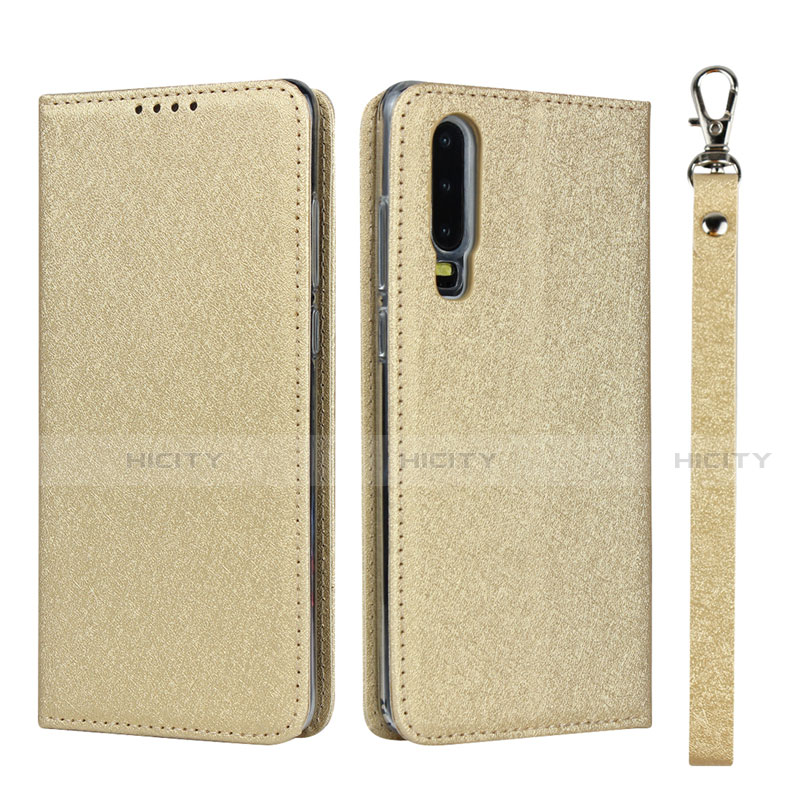 Funda de Cuero Cartera con Soporte Carcasa T11 para Huawei P30 Oro