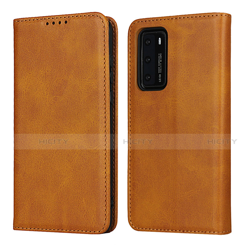 Funda de Cuero Cartera con Soporte Carcasa T11 para Huawei P40 Naranja