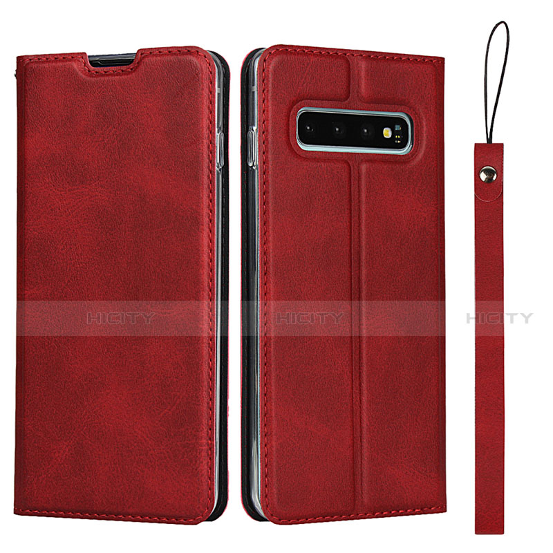 Funda de Cuero Cartera con Soporte Carcasa T11 para Samsung Galaxy S10 Plus Rojo